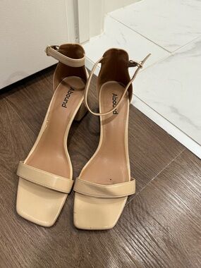 Abound Beige Square-Toe Ankle-Strap Block Heel Sandals